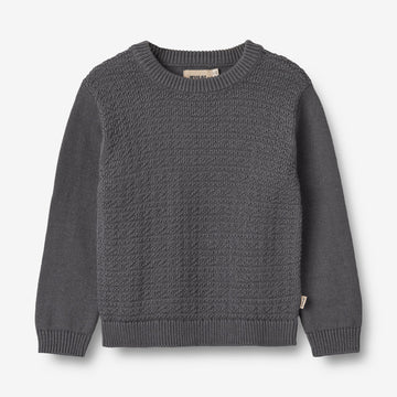 Wheat Main Knit Pullover Borris Knitted Tops 1201 stormy blue