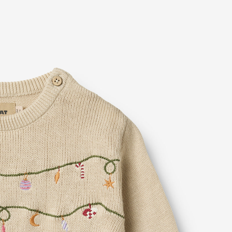 Wheat Main Knit Pullover Embr. Lisa Knitted Tops 3191 offwhite