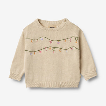 Wheat Main Knit Pullover Embr. Lisa Knitted Tops 3191 offwhite