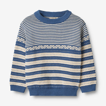 Wheat Main Knit Pullover Janus Knitted Tops 1173 deep ocean