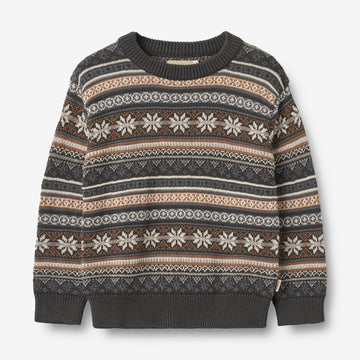 Wheat Main Knit Pullover Knud Knitted Tops 1180 raven