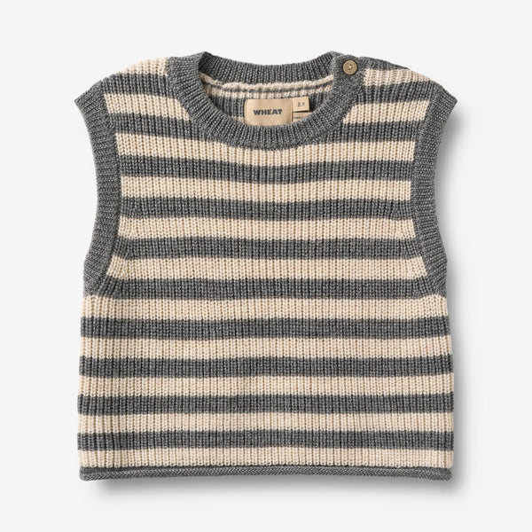 Wheat Main Knit Vest Ruby Knitted Tops 0175 grey stripe
