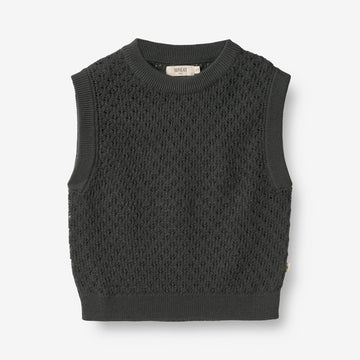 Wheat Main Knit Vest Saga Knitted Tops 0025 black coal