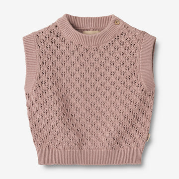 Wheat Main Knit Vest Saga | Baby Knitted Tops 1135 dry rose