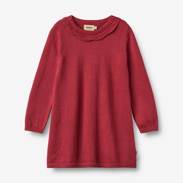 Wheat Main Knit dress L/S Nannie Dress 9697 red cherry