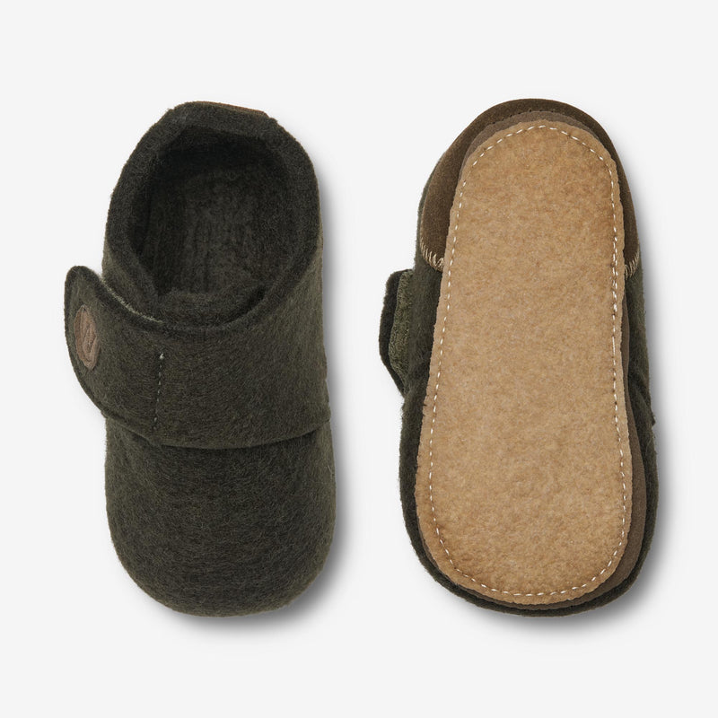 Wheat Footwear Marlin Felt Home Shoe | Baby Indoor Shoes 4214 olive