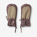 Wheat Outerwear Mittens Zipper Tech | Baby Outerwear acc. 3121 eggplant buttercups