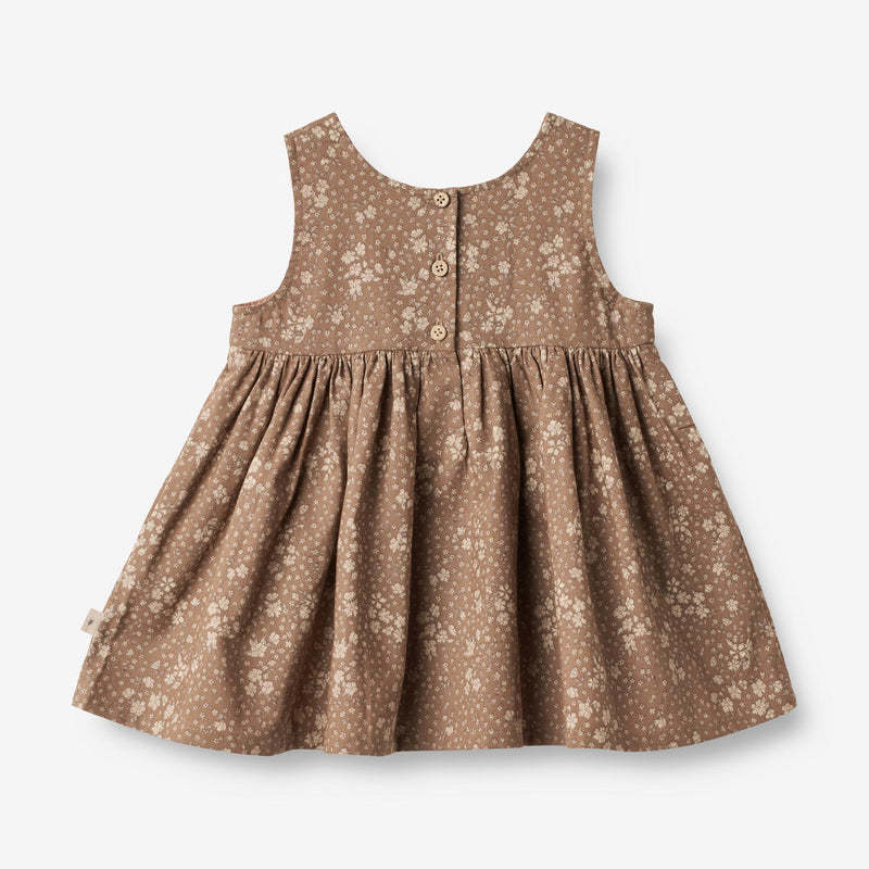 Wheat Main Pinafore Wrinkles | Baby Dresses 9502 cocoa brown flowers