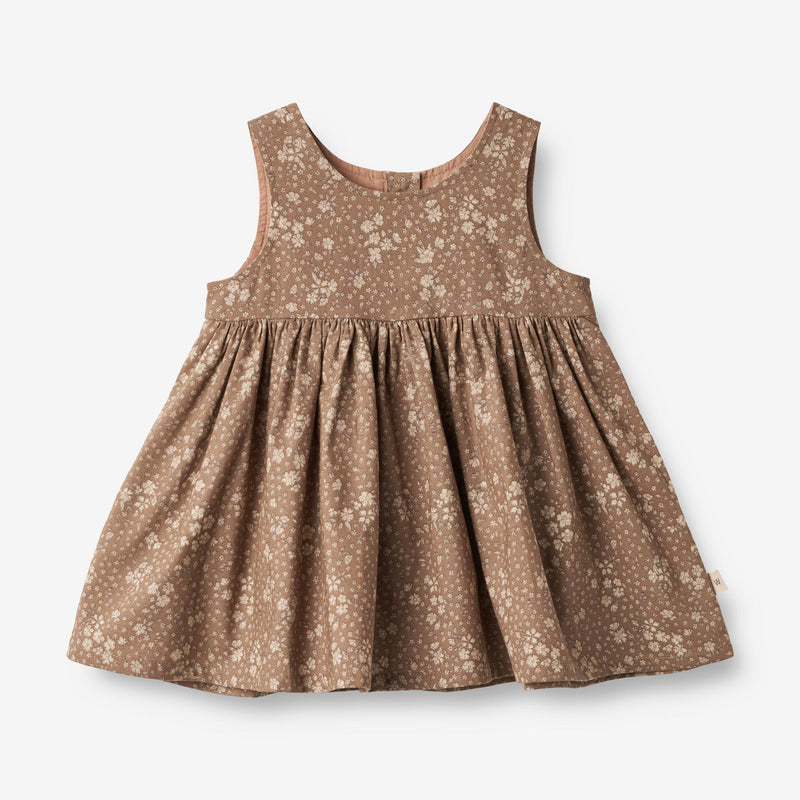 Wheat Main Pinafore Wrinkles | Baby Dresses 9502 cocoa brown flowers