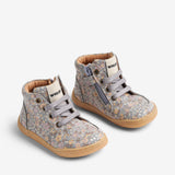 Wheat Footwear Prewalker Malia Boot 9765 slightly blue flowers