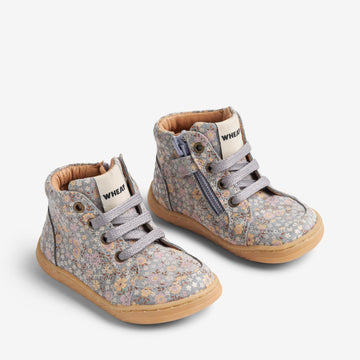 Wheat Footwear Prewalker Malia Boot 9765 slightly blue flowers
