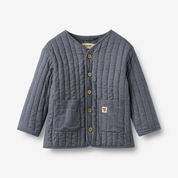 Wheat Main Quilt Jacket Siggo Jacket 1312 greyblue slub stripe