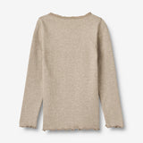 Wheat Main Rib T-Shirt L/S Reese Jersey Tops and T-Shirts 0072 gravel melange