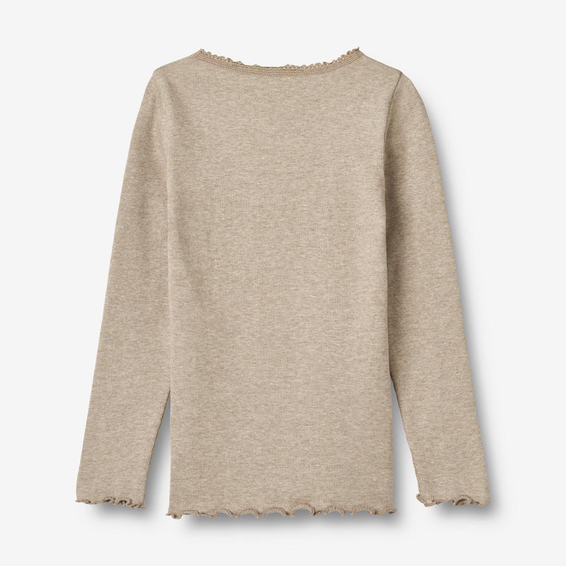Wheat Main Rib T-Shirt L/S Reese Jersey Tops and T-Shirts 0072 gravel melange