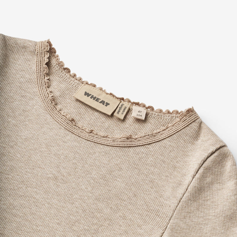 Wheat Main Rib T-Shirt L/S Reese Jersey Tops and T-Shirts 0072 gravel melange