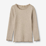 Wheat Main Rib T-Shirt L/S Reese Jersey Tops and T-Shirts 0072 gravel melange
