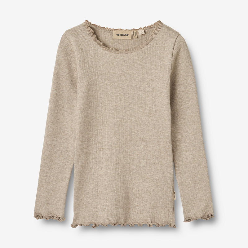 Wheat Main Rib T-Shirt L/S Reese Jersey Tops and T-Shirts 0072 gravel melange