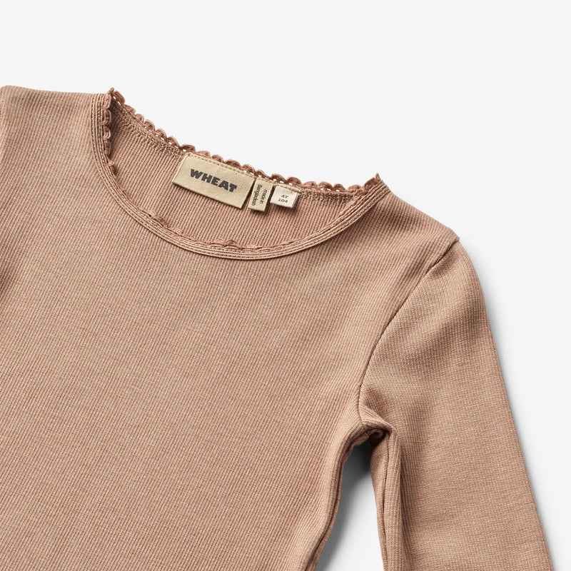 Wheat Main Rib T-Shirt L/S Reese Jersey Tops and T-Shirts 1164 nougat rose