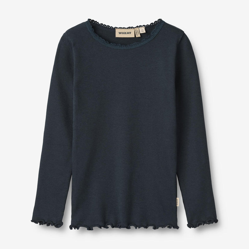 Wheat Main Rib T-Shirt L/S Reese Jersey Tops and T-Shirts 1432 navy