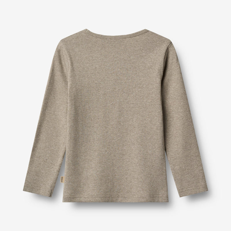 Wheat Main Rib T-Shirt L/S Stig Jersey Tops and T-Shirts 0072 gravel melange