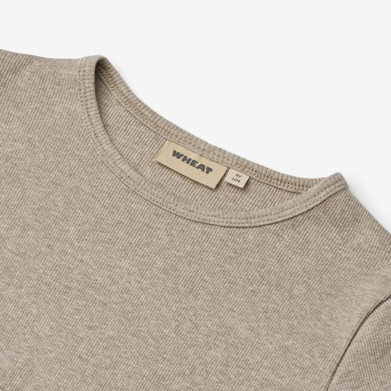 Wheat Main Rib T-Shirt L/S Stig Jersey Tops and T-Shirts 0072 gravel melange
