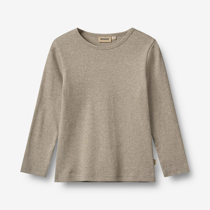 Wheat Main Rib T-Shirt L/S Stig Jersey Tops and T-Shirts 0072 gravel melange
