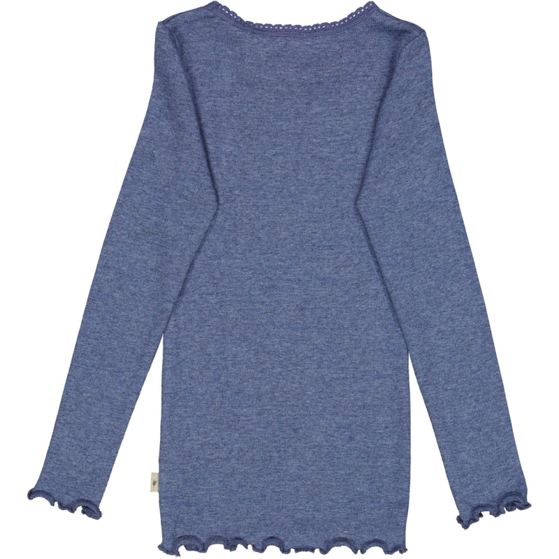 Wheat Rib T-Shirt Lace LS Jersey Tops and T-Shirts 1076 blue melange