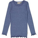 Wheat Rib T-Shirt Lace LS Jersey Tops and T-Shirts 1076 blue melange