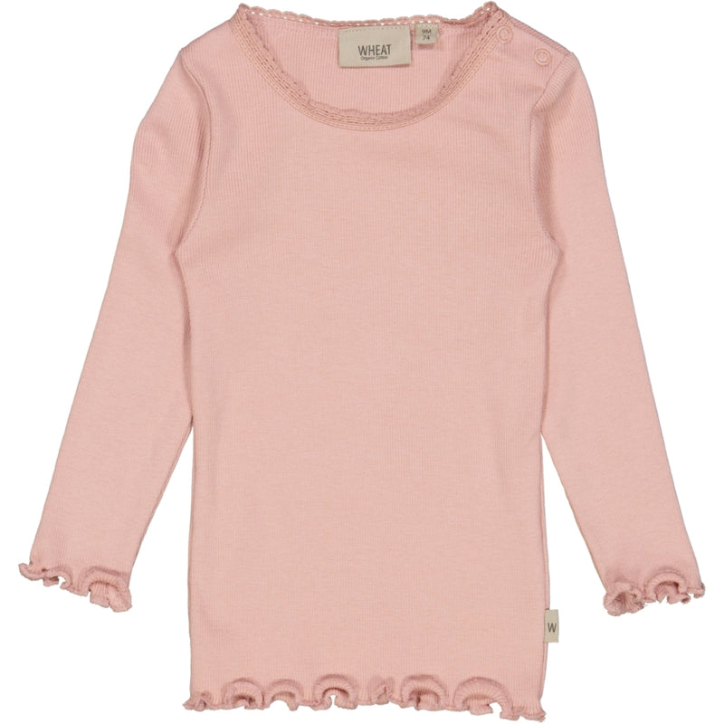 Wheat Rib T-Shirt Lace LS Jersey Tops and T-Shirts 2270 misty rose