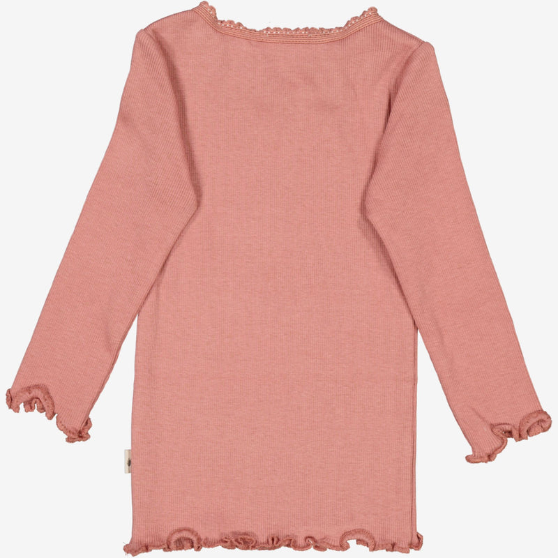 Wheat Main Rib T-Shirt Lace LS | Baby Jersey Tops and T-Shirts 2021 old rose