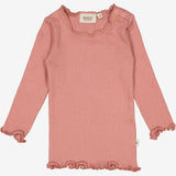 Wheat Main Rib T-Shirt Lace LS | Baby Jersey Tops and T-Shirts 2021 old rose