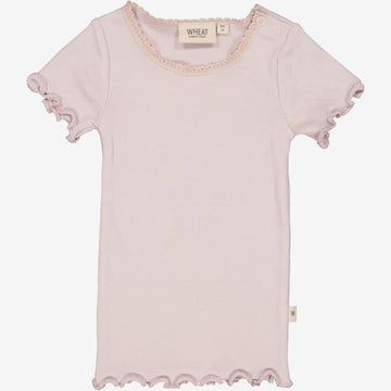 Wheat Main Rib T-Shirt Lace SS | Baby Jersey Tops and T-Shirts 1354 soft lilac