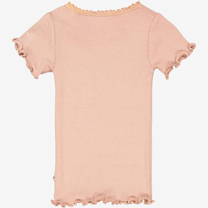Wheat Rib T-Shirt Lace SS | Baby Jersey Tops and T-Shirts 2031 rose dawn
