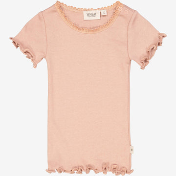 Wheat Main Rib T-Shirt Lace SS | Baby Jersey Tops and T-Shirts 2031 rose dawn