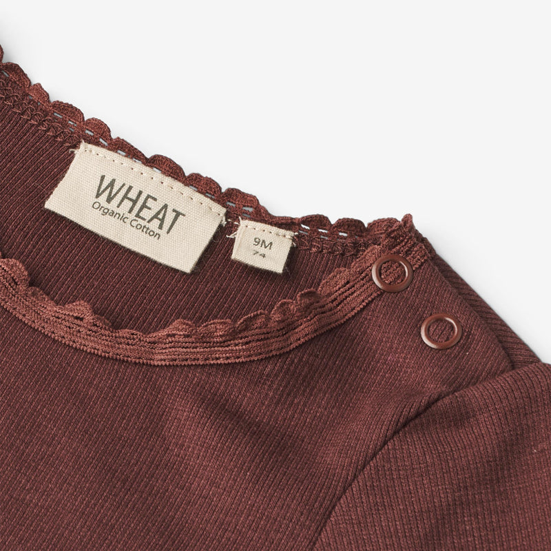 Wheat Main Rib T-Shirt Reese | Baby Jersey Tops and T-Shirts 2118 aubergine