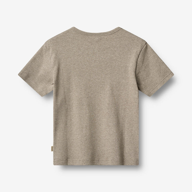 Wheat Main Rib T-Shirt S/S Lumi Jersey Tops and T-Shirts 0072 gravel melange