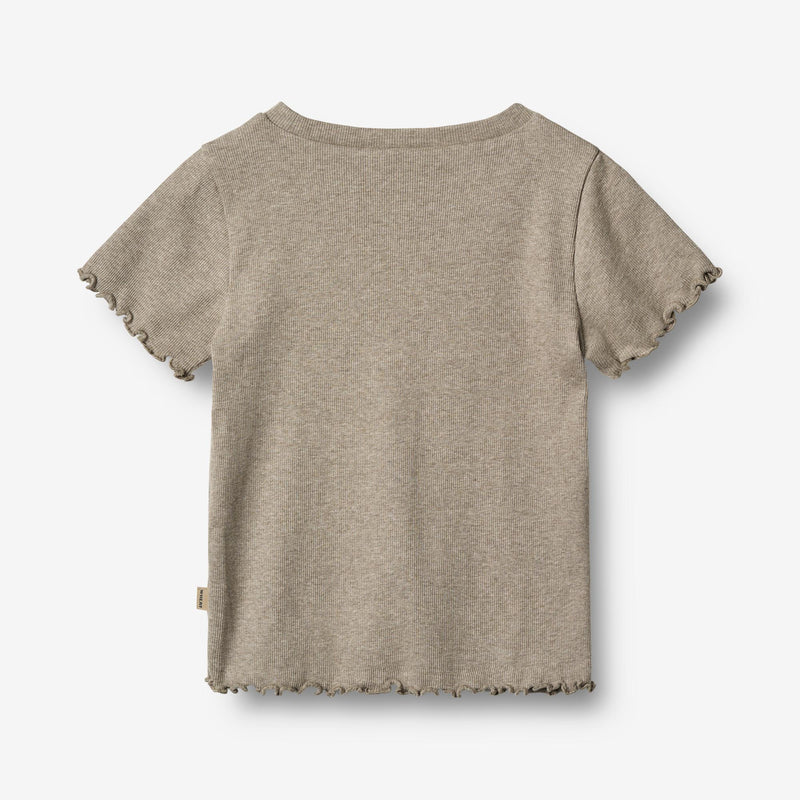 Wheat Main Rib T-shirt S/S Alicia T-Shirt 0072 gravel melange