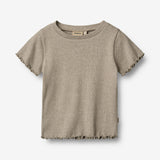 Wheat Main Rib T-shirt S/S Alicia T-Shirt 0072 gravel melange