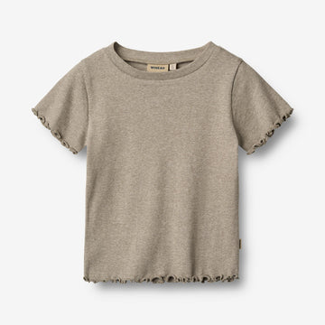 Wheat Main Rib T-shirt S/S Alicia T-Shirt 0072 gravel melange