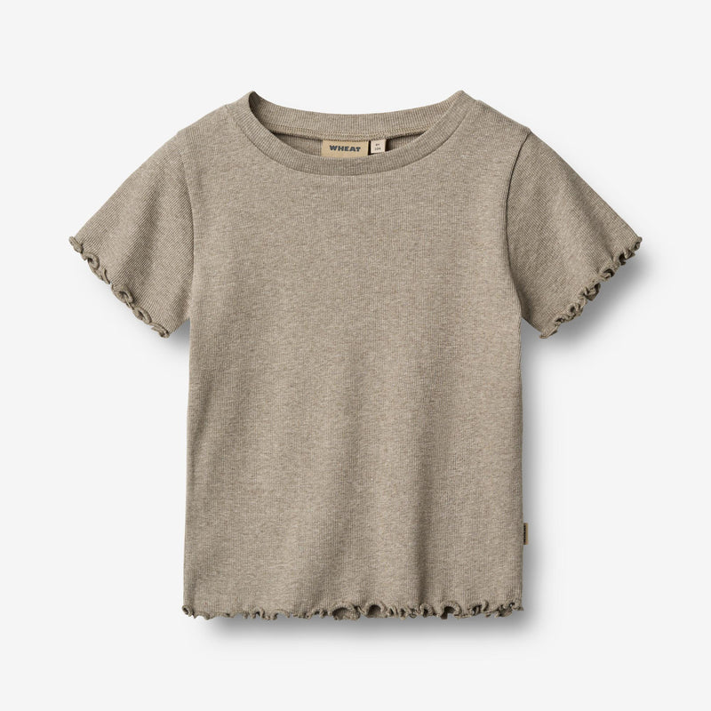 Wheat Main Rib T-shirt S/S Alicia T-Shirt 0072 gravel melange