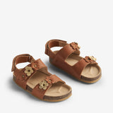 Wheat Footwear Sandal Cork Open Toe Clare Flowers Sandals 9002 cognac
