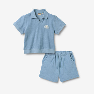 Wheat Main Set Polo S/S & Shorts Marlo Set 1260 faded denim