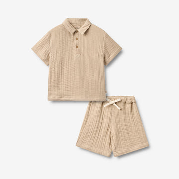 Wheat Main Set Shirt S/S & Shorts Svend Set 3354 warm sand