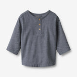 Wheat Main Shirt L/S Bjørk Shirt 1312 greyblue slub stripe