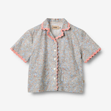 Wheat Main Shirt S/S Lace Vilma Shirt 2650 air blue flowers