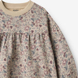 Wheat Main Sweat dress L/S Lilja Dress 9904 soft sand flowers