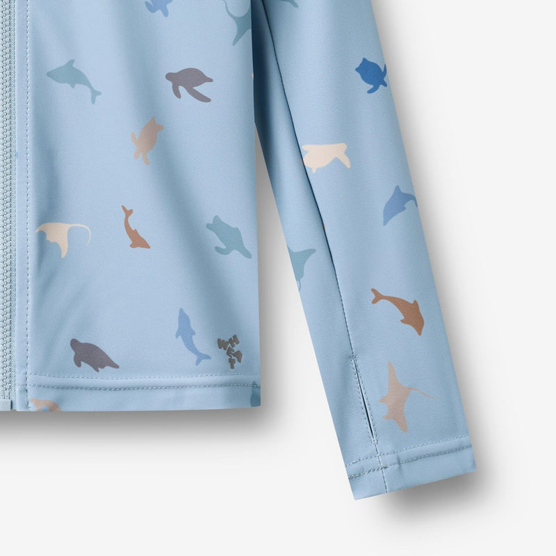 Wheat Main Swim t-shirt L/S zip Ada Swimwear 1235 soft blue sea life