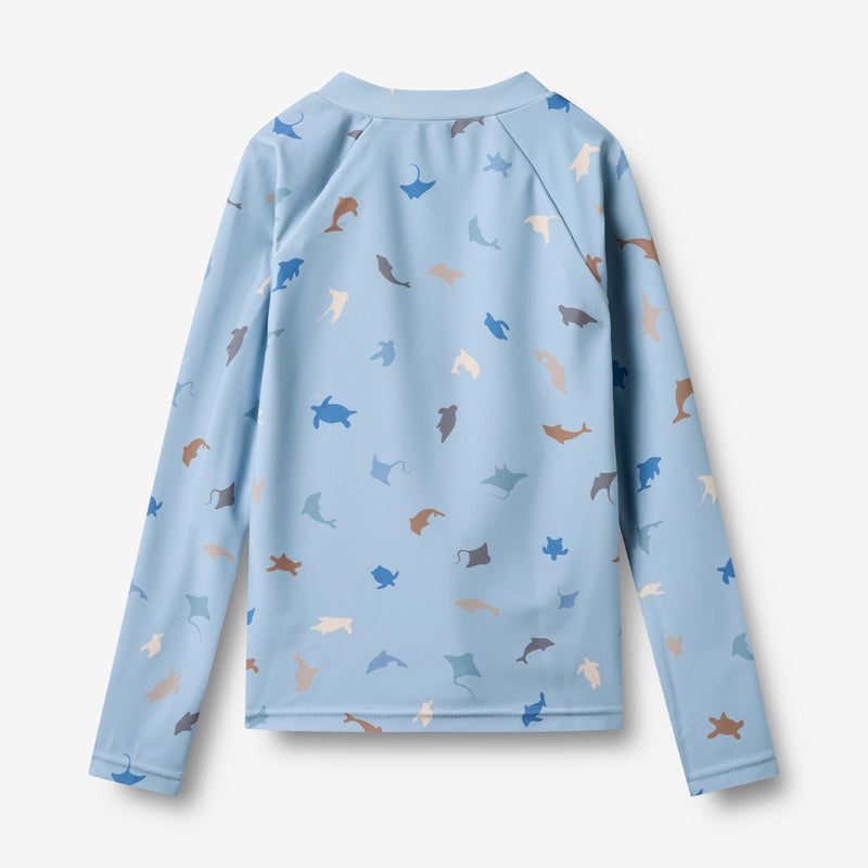 Wheat Main Swim t-shirt L/S zip Ada Swimwear 1235 soft blue sea life