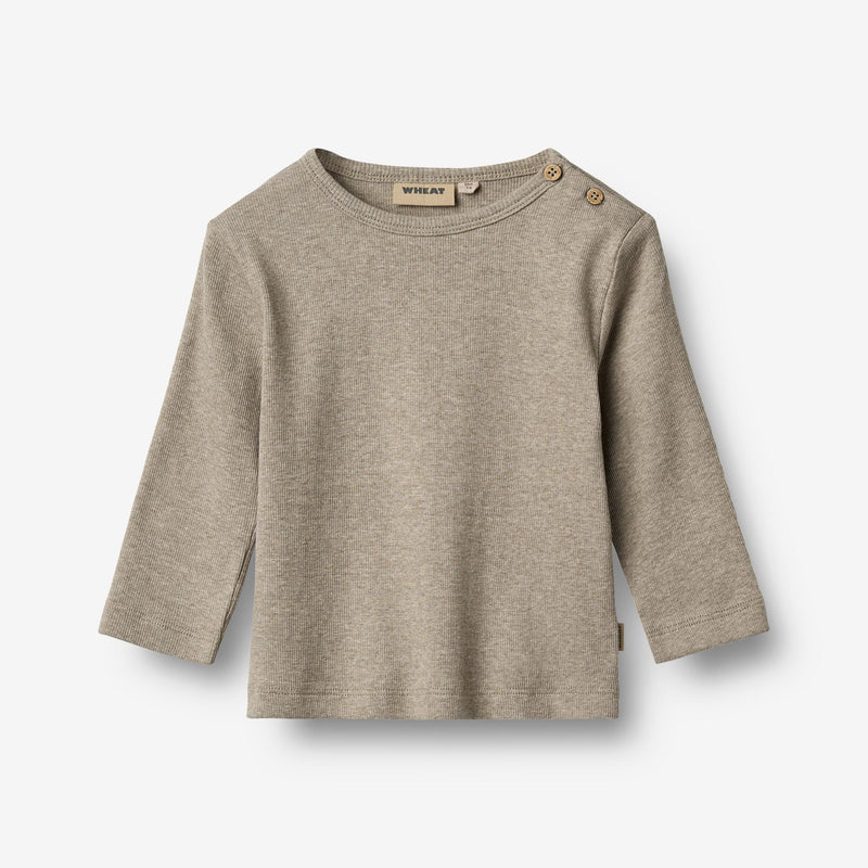 Wheat Main T-Shirt L/S Milo T-Shirt 0072 gravel melange