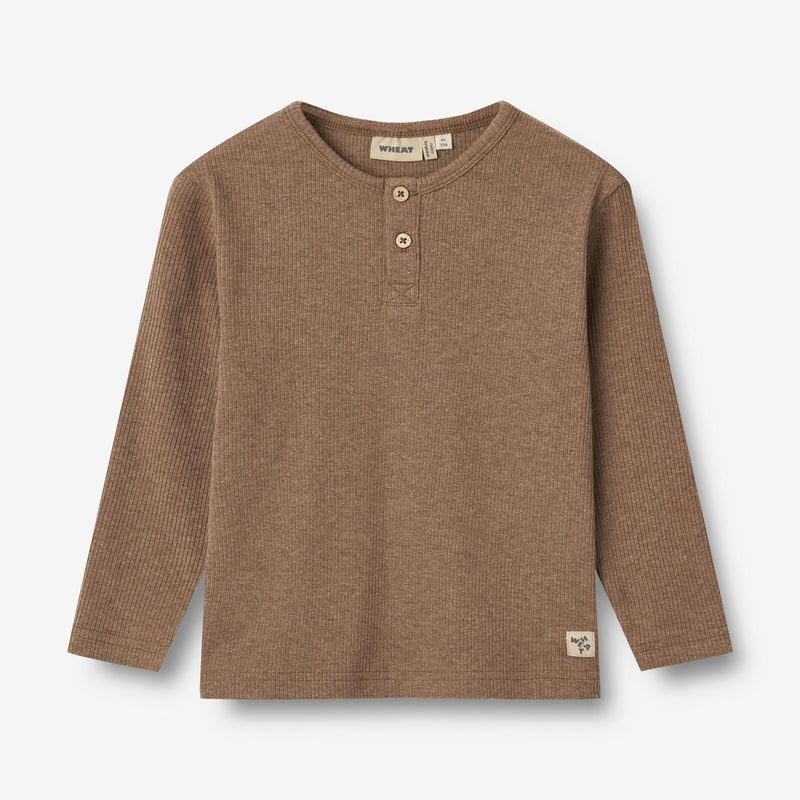 Wheat Main T-Shirt L/S Morris Jersey Tops and T-Shirts 3303 coffee melange
